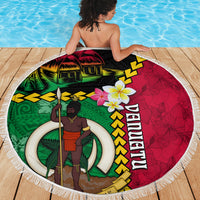Vanuatu Nakamal and Plumeria Flowers Beach Blanket Polynesian Pattern LT03 - Polynesian Pride