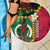 Vanuatu Nakamal and Plumeria Flowers Beach Blanket Polynesian Pattern