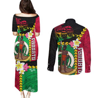 Vanuatu Nakamal and Plumeria Flowers Couples Matching Puletasi and Long Sleeve Button Shirt Polynesian Pattern LT03 - Polynesian Pride