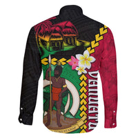 Vanuatu Nakamal and Plumeria Flowers Family Matching Mermaid Dress and Hawaiian Shirt Polynesian Pattern