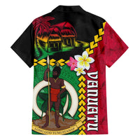 Vanuatu Nakamal and Plumeria Flowers Family Matching Tank Maxi Dress and Hawaiian Shirt Polynesian Pattern