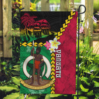 Vanuatu Nakamal and Plumeria Flowers Garden Flag Polynesian Pattern LT03 Garden Flag Black - Polynesian Pride