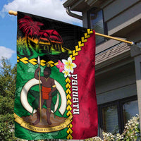Vanuatu Nakamal and Plumeria Flowers Garden Flag Polynesian Pattern LT03 - Polynesian Pride