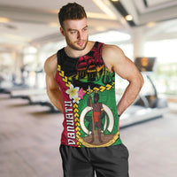 Vanuatu Nakamal and Plumeria Flowers Men Tank Top Polynesian Pattern LT03 Black - Polynesian Pride