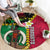 Vanuatu Nakamal and Plumeria Flowers Round Carpet Polynesian Pattern