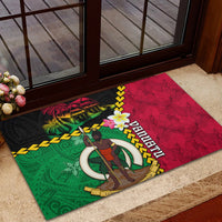 Vanuatu Nakamal and Plumeria Flowers Rubber Doormat Polynesian Pattern LT03 - Polynesian Pride