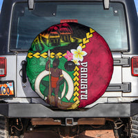 Vanuatu Nakamal and Plumeria Flowers Spare Tire Cover Polynesian Pattern LT03 Black - Polynesian Pride