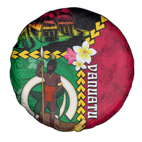 Vanuatu Nakamal and Plumeria Flowers Spare Tire Cover Polynesian Pattern LT03 - Polynesian Pride