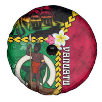Vanuatu Nakamal and Plumeria Flowers Spare Tire Cover Polynesian Pattern LT03 - Polynesian Pride