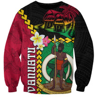 Vanuatu Nakamal and Plumeria Flowers Sweatshirt Polynesian Pattern LT03 Unisex Black - Polynesian Pride