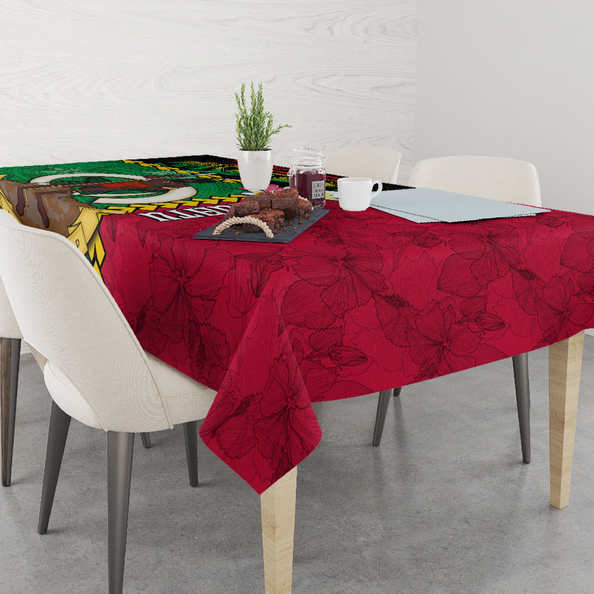 Vanuatu Nakamal and Plumeria Flowers Tablecloth Polynesian Pattern LT03 - Polynesian Pride