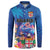Fiji Bula Button Sweatshirt Tropical Plants with Palm Tree and Iguana Colorful