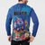 Fiji Bula Button Sweatshirt Tropical Plants with Palm Tree and Iguana Colorful