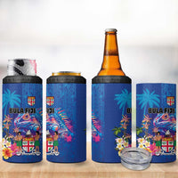 Fiji Bula 4 in 1 Can Cooler Tumbler Tropical Plants with Palm Tree and Iguana Colorful