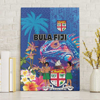Fiji Bula Canvas Wall Art Tropical Plants with Palm Tree and Iguana Colorful