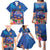 Fiji Bula Family Matching Puletasi and Hawaiian Shirt Tropical Plants with Palm Tree and Iguana Colorful