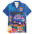 Fiji Bula Family Matching Puletasi and Hawaiian Shirt Tropical Plants with Palm Tree and Iguana Colorful