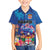 Fiji Bula Family Matching Puletasi and Hawaiian Shirt Tropical Plants with Palm Tree and Iguana Colorful