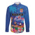 Fiji Bula Long Sleeve Button Shirt Tropical Plants with Palm Tree and Iguana Colorful