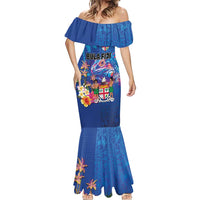 Fiji Bula Mermaid Dress Tropical Plants with Palm Tree and Iguana Colorful