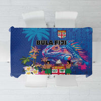 Fiji Bula Tablecloth Tropical Plants with Palm Tree and Iguana Colorful