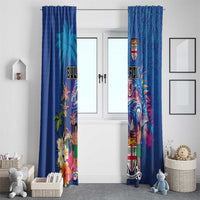 Fiji Bula Window Curtain Tropical Plants with Palm Tree and Iguana Colorful