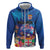 Fiji Bula Zip Hoodie Tropical Plants with Palm Tree and Iguana Colorful