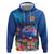 Fiji Bula Zip Hoodie Tropical Plants with Palm Tree and Iguana Colorful