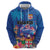 Fiji Bula Zip Hoodie Tropical Plants with Palm Tree and Iguana Colorful