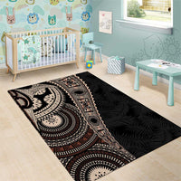 Fiji Traditional Masi Area Rug Tapa Art Palm Leaves Pattern