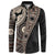 Fiji Traditional Masi Button Sweatshirt Tapa Art Palm Leaves Pattern