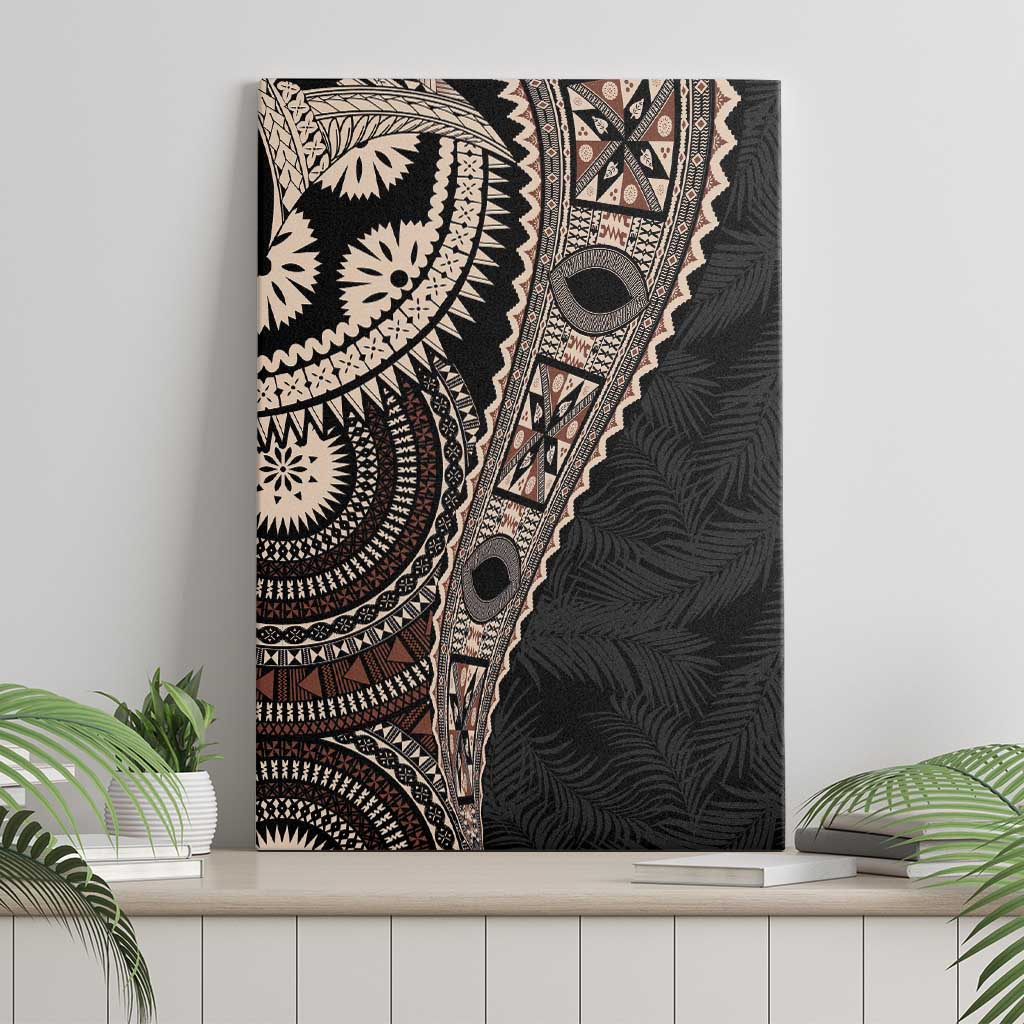 Fiji Traditional Masi Canvas Wall Art Tapa Art Palm Leaves Pattern