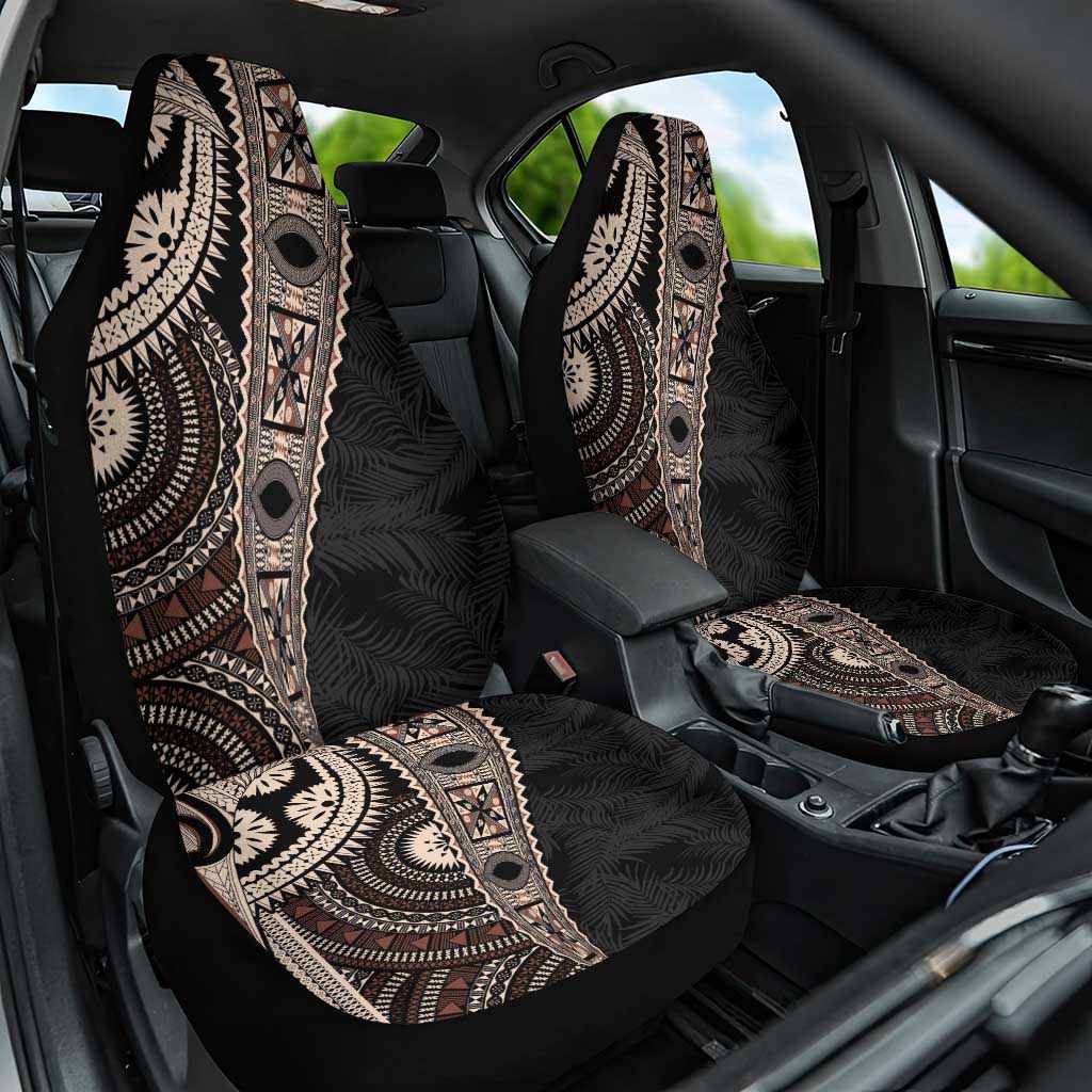Fiji Traditional Masi Car Seat Cover Tapa Art Palm Leaves Pattern