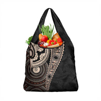 Fiji Traditional Masi Grocery Bag Tapa Art Palm Leaves Pattern
