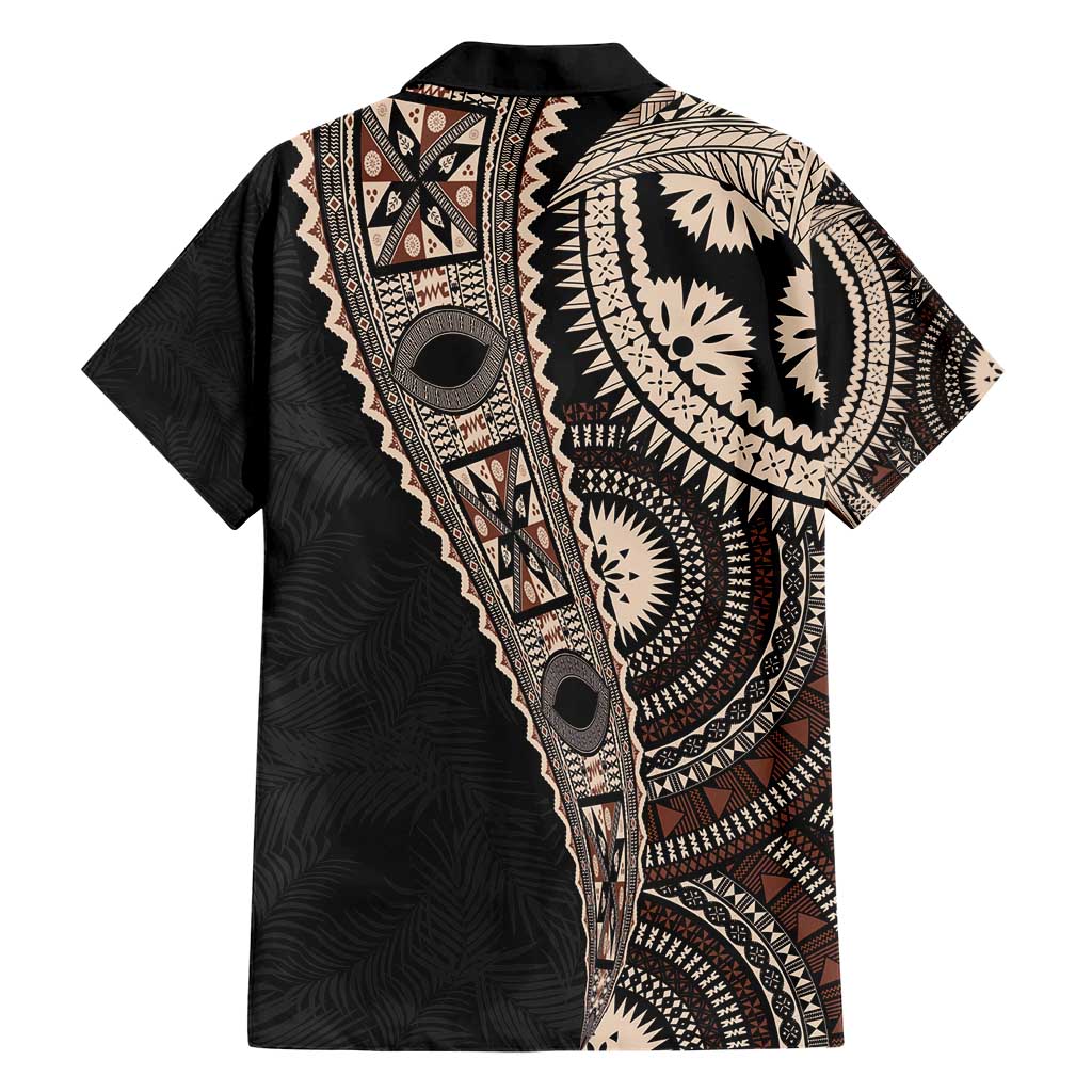 Fiji Traditional Masi Hawaiian Shirt Tapa Art Palm Leaves Pattern