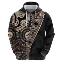 Fiji Traditional Masi Hoodie Tapa Art Palm Leaves Pattern