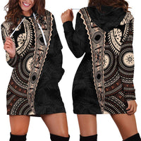 Fiji Traditional Masi Hoodie Dress Tapa Art Palm Leaves Pattern