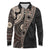 Fiji Traditional Masi Long Sleeve Polo Shirt Tapa Art Palm Leaves Pattern