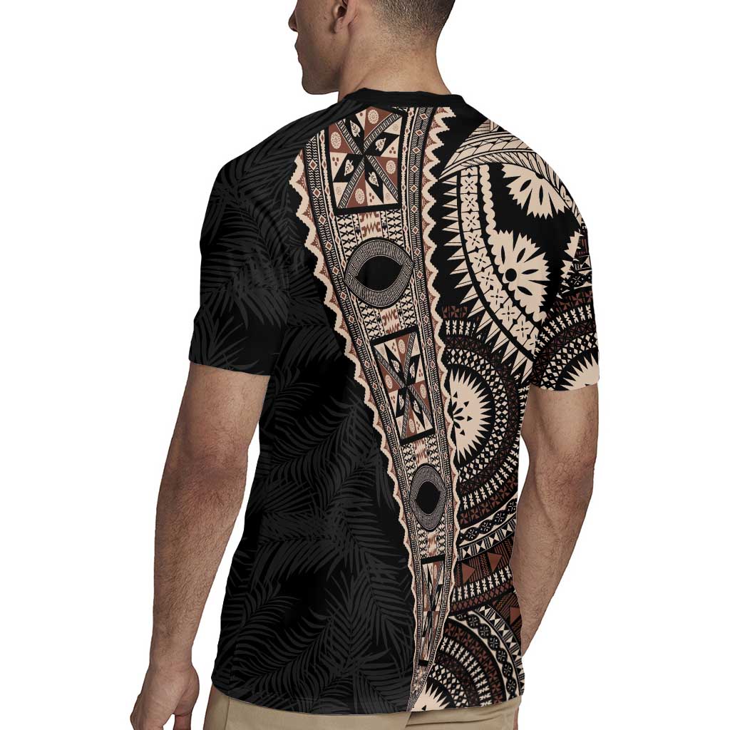 Fiji Traditional Masi Rugby Jersey Tapa Art Palm Leaves Pattern