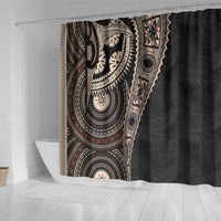 Fiji Traditional Masi Shower Curtain Tapa Art Palm Leaves Pattern