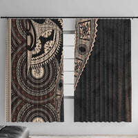 Fiji Traditional Masi Window Curtain Tapa Art Palm Leaves Pattern