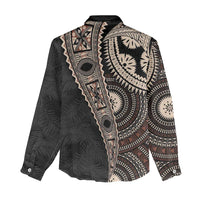 Fiji Traditional Masi Women Casual Shirt Tapa Art Palm Leaves Pattern