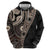 Fiji Traditional Masi Zip Hoodie Tapa Art Palm Leaves Pattern