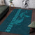 Aloha Hawaii Whale Kakau and Polynesian Tattoo Area Rug Turquoise Color