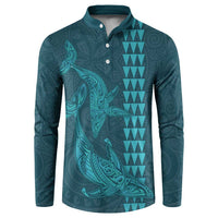 Aloha Hawaii Whale Kakau and Polynesian Tattoo Button Sweatshirt Turquoise Color LT03 Turquoise - Polynesian Pride