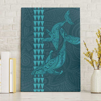 Aloha Hawaii Whale Kakau and Polynesian Tattoo Canvas Wall Art Turquoise Color LT03 Without Frame Turquoise - Polynesian Pride