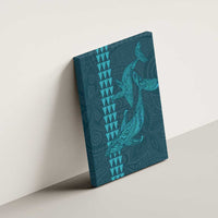 Aloha Hawaii Whale Kakau and Polynesian Tattoo Canvas Wall Art Turquoise Color LT03 - Polynesian Pride