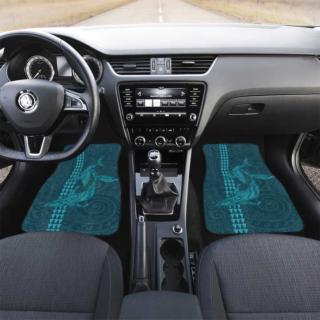 Aloha Hawaii Whale Kakau and Polynesian Tattoo Car Mats Turquoise Color
