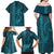 Aloha Hawaii Whale Kakau and Polynesian Tattoo Family Matching Off Shoulder Maxi Dress and Hawaiian Shirt Turquoise Color