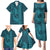 Aloha Hawaii Whale Kakau and Polynesian Tattoo Family Matching Puletasi and Hawaiian Shirt Turquoise Color